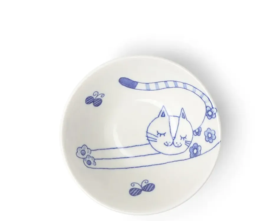 Bowls^MIYA Company Blue & White Cat 4.5" Rice Bowl