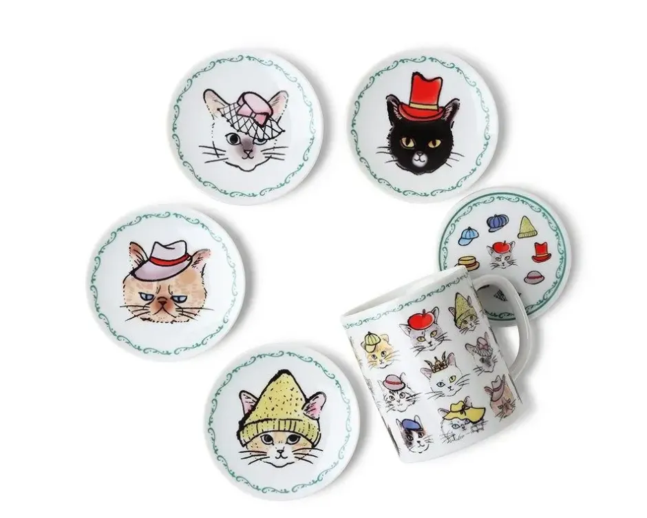 Plates^MIYA Company Cats In Hats Mini Plate Set