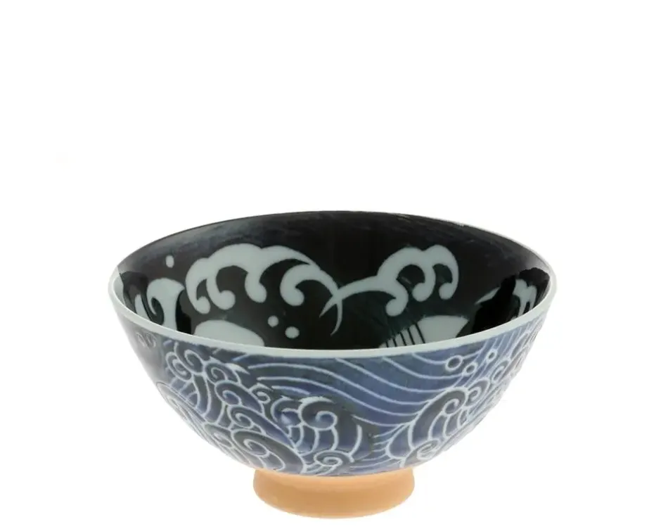 Bowls^MIYA Company Rice Bowl Blue Whale Waves 5"