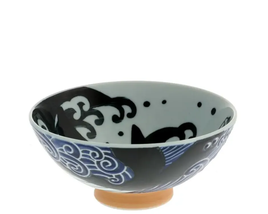Bowls^MIYA Company Rice Bowl Blue Whale Waves (Xl) 5-3/4"