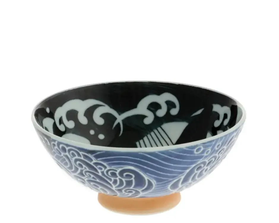 Bowls^MIYA Company Rice Bowl Blue Whale Waves (Xl) 5-3/4"