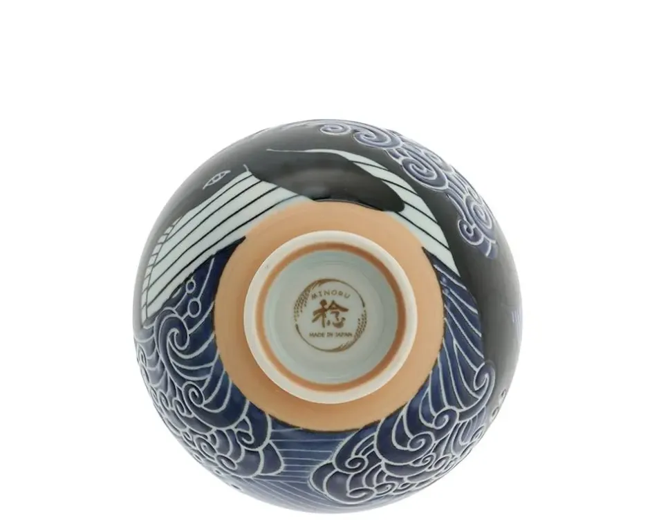 Bowls^MIYA Company Rice Bowl Blue Whale Waves (Xl) 5-3/4"