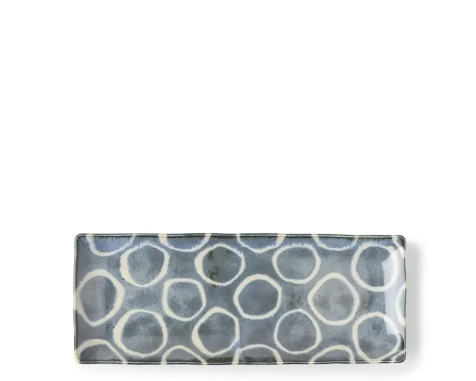 Medium Plates^MIYA Company Rustic White Circles Rectangle Plate